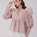 Modely Camiseta Con Escote En Forma De Corazon Para Mujer Con Mangas De Pierna De Oveja