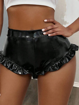 Slayr Shorts De Pu Con Ribete De Volantes