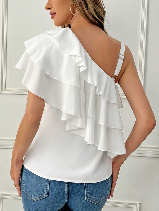 Prive Blusa De Un Hombro Con Detalle De Volantes