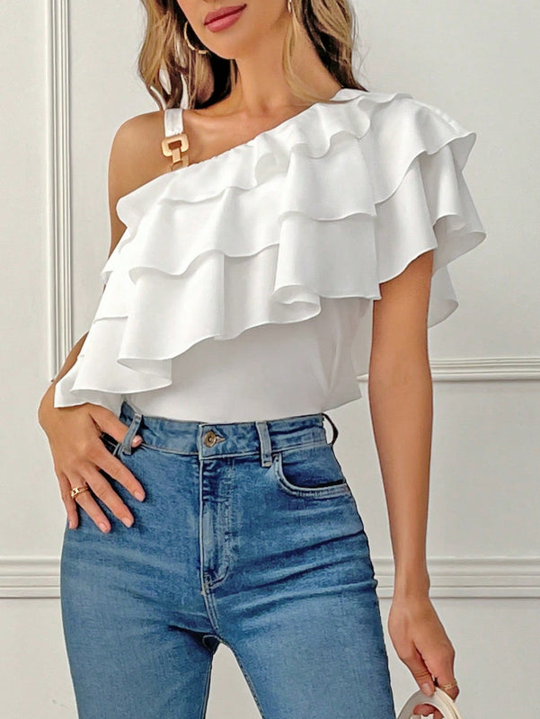 Prive Blusa De Un Hombro Con Detalle De Volantes