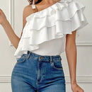 Prive Blusa De Un Hombro Con Detalle De Volantes
