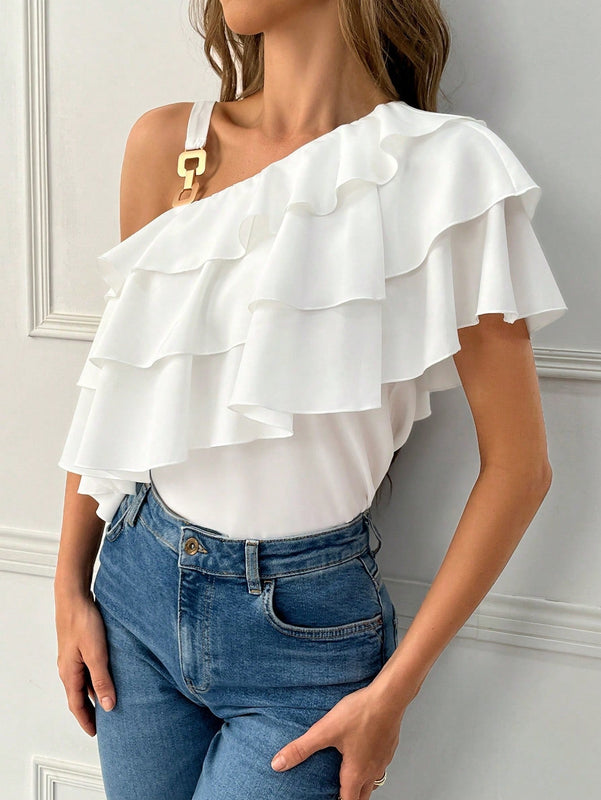 Prive Blusa De Un Hombro Con Detalle De Volantes