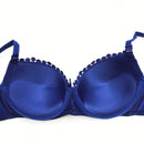 1 Pieza Sujetador Sexy Push Up Con Flores Bordadas En Azul