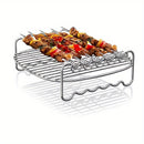 Cesta de parrilla de acero inoxidable para freidora de aire, brocheta universal y parrilla para alas para frutas secas, carne, cocción por ondas de luz, esencial para fiestas de Pascua