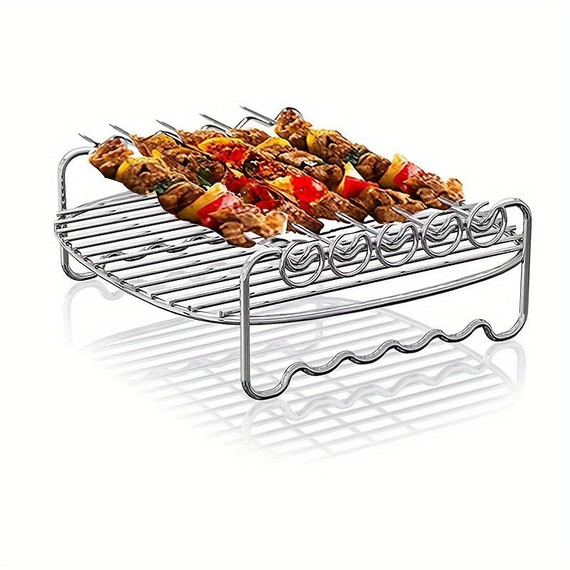 Cesta de parrilla de acero inoxidable para freidora de aire, brocheta universal y parrilla para alas para frutas secas, carne, cocción por ondas de luz, esencial para fiestas de Pascua