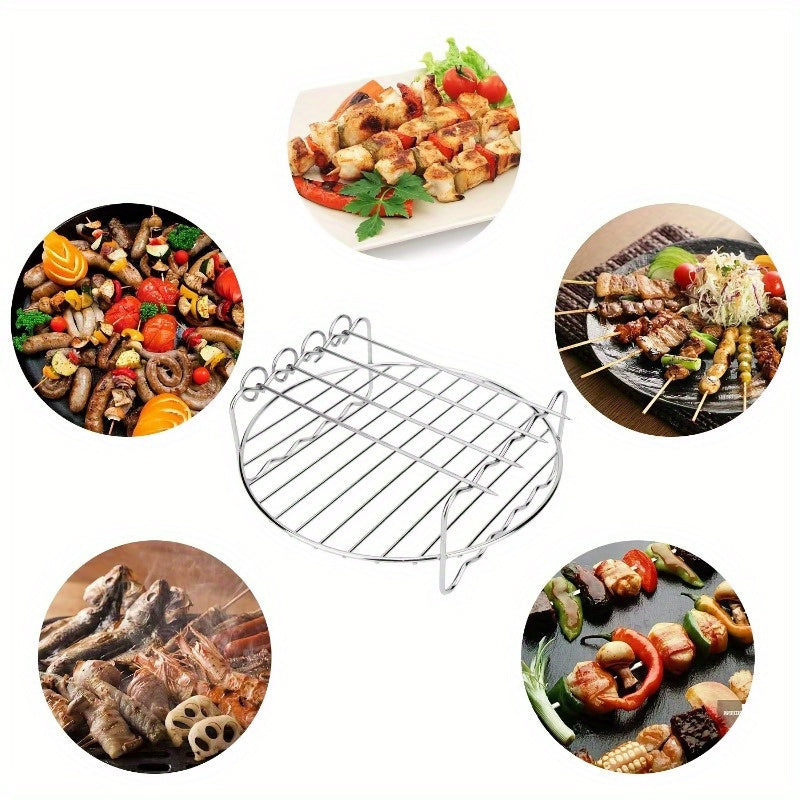 Cesta de parrilla de acero inoxidable para freidora de aire, brocheta universal y parrilla para alas para frutas secas, carne, cocción por ondas de luz, esencial para fiestas de Pascua
