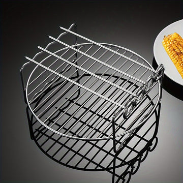 Cesta de parrilla de acero inoxidable para freidora de aire, brocheta universal y parrilla para alas para frutas secas, carne, cocción por ondas de luz, esencial para fiestas de Pascua