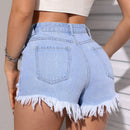 PETITE Pantalones Cortos De Mezclilla Con Dobladillo Desgastado