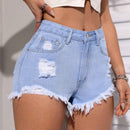 PETITE Pantalones Cortos De Mezclilla Con Dobladillo Desgastado