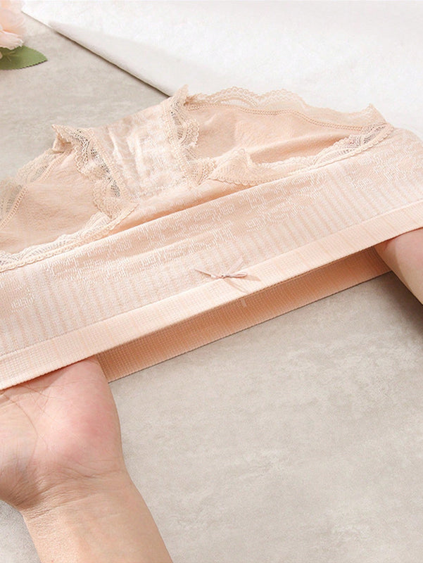 Paquete de 3 tangas de triangulo de alta elasticidad para mujeres con patron floral y ribete de encaje en varios colores