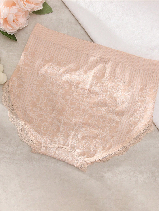 Paquete de 3 tangas de triangulo de alta elasticidad para mujeres con patron floral y ribete de encaje en varios colores