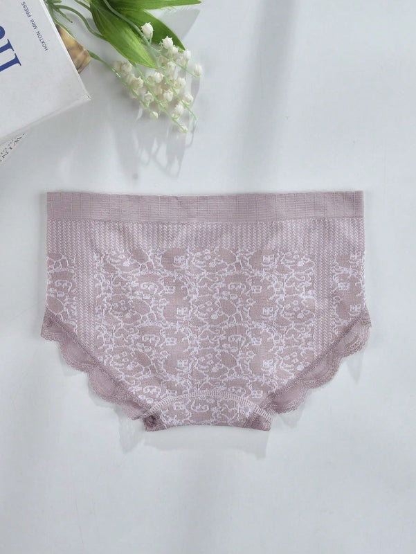 Paquete de 3 tangas de triangulo de alta elasticidad para mujeres con patron floral y ribete de encaje en varios colores