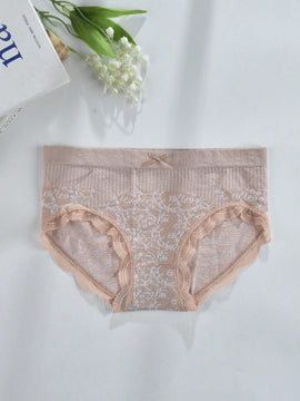 Paquete de 3 tangas de triangulo de alta elasticidad para mujeres con patron floral y ribete de encaje en varios colores