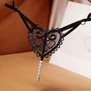 Tanga sexy para mujeres con corazones bordados en forma de corazon y detalles de perlas de masaje
