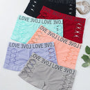 6 piezas de boyshorts tejidos de cintura media con patron de letra calado