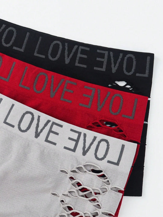 6 piezas de boyshorts tejidos de cintura media con patron de letra calado