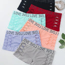 6 piezas de boyshorts tejidos de cintura media con patron de letra calado