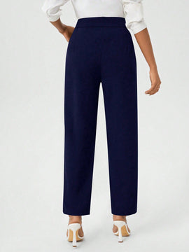 Clasi Pantalones De Color Liso Para Mujer Con Bolsillos
