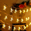 1pc Luces de cuerda LED Majisu Moon, alimentadas por batería, control por botón, luces de hada decorativas para interior para Ramadan, montable en pared, no impermeable, ≤36V