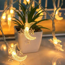 1pc Luces de cuerda LED Majisu Moon, alimentadas por batería, control por botón, luces de hada decorativas para interior para Ramadan, montable en pared, no impermeable, ≤36V