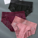 Conjunto De 3 Piezas De Sexy Culottes Para Damas Con Rayas Transparentes, Cintura Alta, Con Cinturon Y Detalle De Encaje Triangular.
