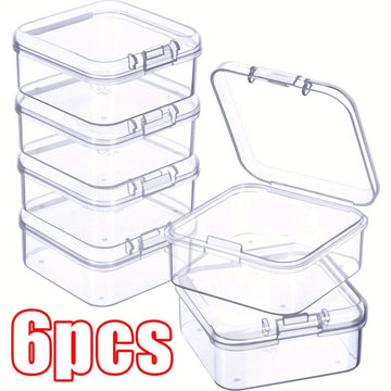 6 Piezas de Cajas Transparentes para Joyería con Tapas de Presión, Interior Forrado en Tela y Cubierta Clara - Organizador Moderno Mini para Aretes, Adornos, Decoración del Hogar, Contenedor Minimalista, Cierre Seguro, Ideal para Pequeños Negocios