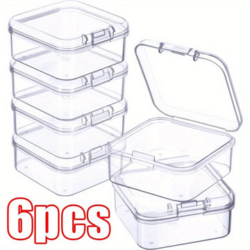 6 Piezas de Cajas Transparentes para Joyería con Tapas de Presión, Interior Forrado en Tela y Cubierta Clara - Organizador Moderno Mini para Aretes, Adornos, Decoración del Hogar, Contenedor Minimalista, Cierre Seguro, Ideal para Pequeños Negocios