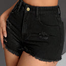 PETITE Pantalones Cortos De Mezclilla Desgastados Y Deshilachados Para Mujer
