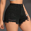 PETITE Pantalones Cortos De Mezclilla Desgastados Y Deshilachados Para Mujer