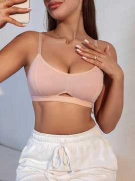 Sujetador Hueco De Color Solido Para Mujer