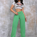 EZwear Jeans De Pierna Recta De Senora Casual De Talle Alto Y Corte Amplio