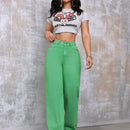 EZwear Jeans De Pierna Recta De Senora Casual De Talle Alto Y Corte Amplio