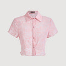Qutie Camisa Abierta De Mujeres De Color Rosa Claro Y Transparente
