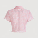 Qutie Camisa Abierta De Mujeres De Color Rosa Claro Y Transparente