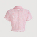 Qutie Camisa Abierta De Mujeres De Color Rosa Claro Y Transparente