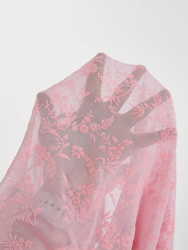 Qutie Camisa Abierta De Mujeres De Color Rosa Claro Y Transparente