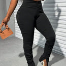 Slayr Leggings , Sexys Y Casuales Con Abertura, Cintura Recortada, Ajuste Cenido, Pliegues De Alta Elasticidad Y Apilados