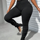 Slayr Leggings , Sexys Y Casuales Con Abertura, Cintura Recortada, Ajuste Cenido, Pliegues De Alta Elasticidad Y Apilados