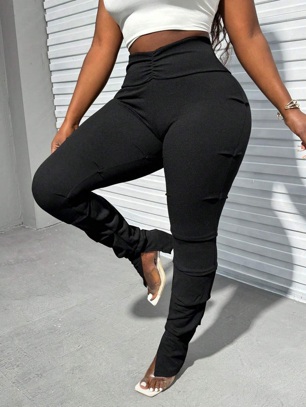 Slayr Leggings , Sexys Y Casuales Con Abertura, Cintura Recortada, Ajuste Cenido, Pliegues De Alta Elasticidad Y Apilados