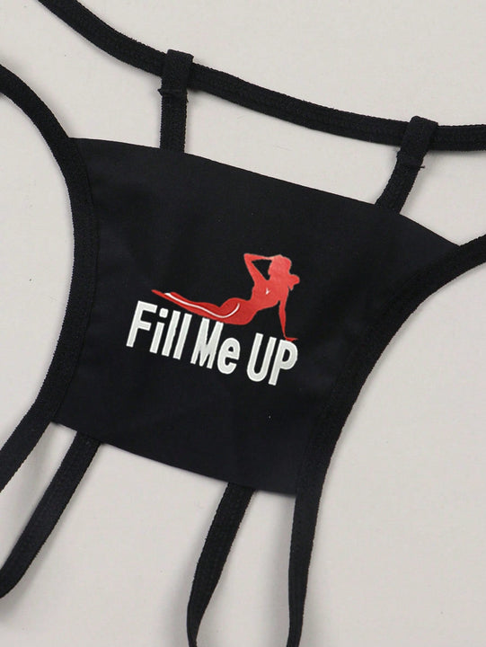 Tanga Sexy Impresa Para Damas Con Entrepierna Abierta