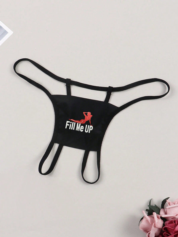 Tanga Sexy Impresa Para Damas Con Entrepierna Abierta