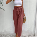 Frenchy pantalones regulares simples y lisos para mujeres para la vida diaria con cinturon