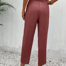 Frenchy pantalones regulares simples y lisos para mujeres para la vida diaria con cinturon