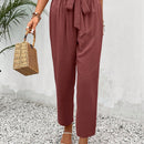 Frenchy pantalones regulares simples y lisos para mujeres para la vida diaria con cinturon