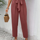 Frenchy pantalones regulares simples y lisos para mujeres para la vida diaria con cinturon