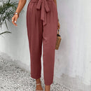Frenchy pantalones regulares simples y lisos para mujeres para la vida diaria con cinturon