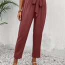 Frenchy pantalones regulares simples y lisos para mujeres para la vida diaria con cinturon