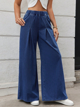 Essnce Jeans De Pierna Ancha Comodos Y Sueltos Para Mujer En Azul Para Uso Casual