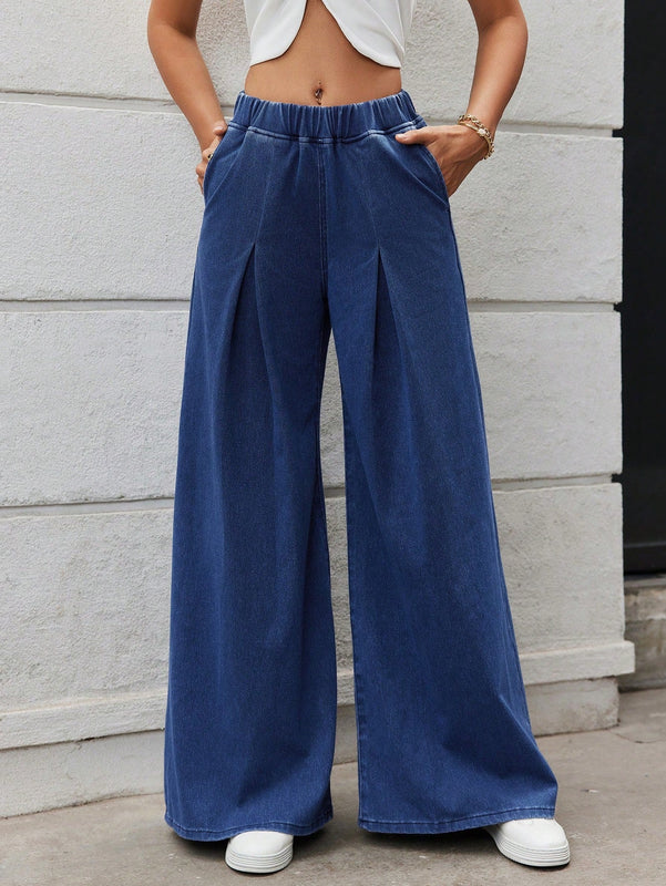 Essnce Jeans De Pierna Ancha Comodos Y Sueltos Para Mujer En Azul Para Uso Casual