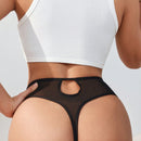 Tangas Para Mujeres Con Detalle De Cremallera Con Cinturilla Translucida De Color Solido